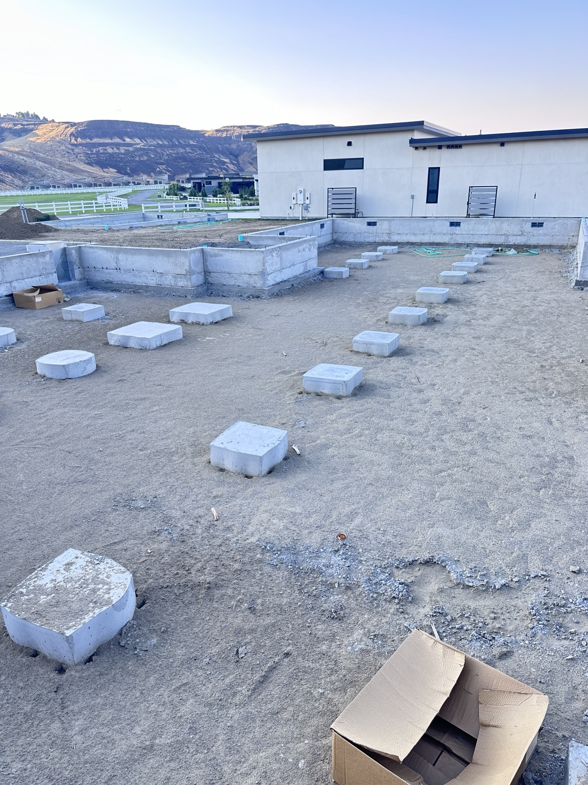 Custom home foundation with interior footings