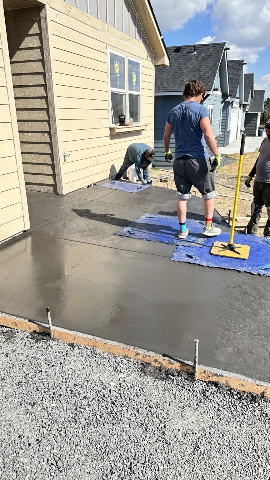 Hand-finished patio concrete
