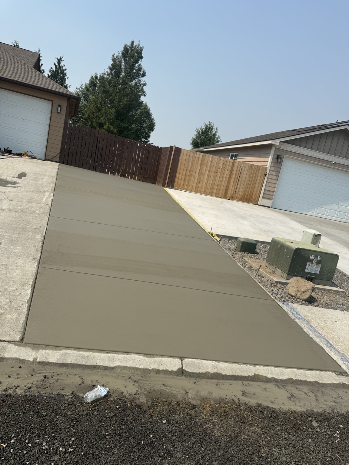 Freshly poured residential driveway